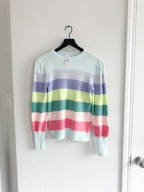 NWT LOFT Pastel Rainbow Fuzzy Sweater Size Small